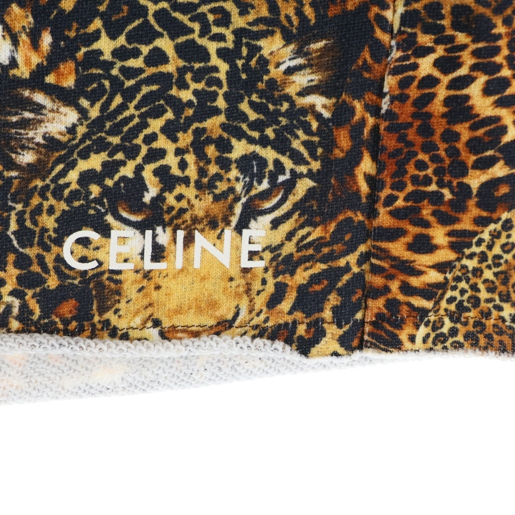 CELINE(セリーヌ) WIDELEG TIGER PRINTED SHORT PANTS 2Z263437S タイガープリント ダメージ加工ハーフパンツ スウェットショーツ ブラウン