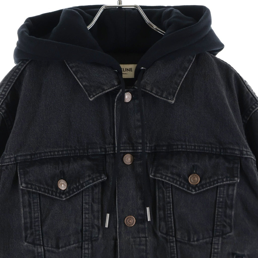 CELINE(セリーヌ) HOODEDLOOSE TRUCKER JACKET 2Q472947F.38VB フード付き ルーズフィット トラッカーデニムジャケット ブラック