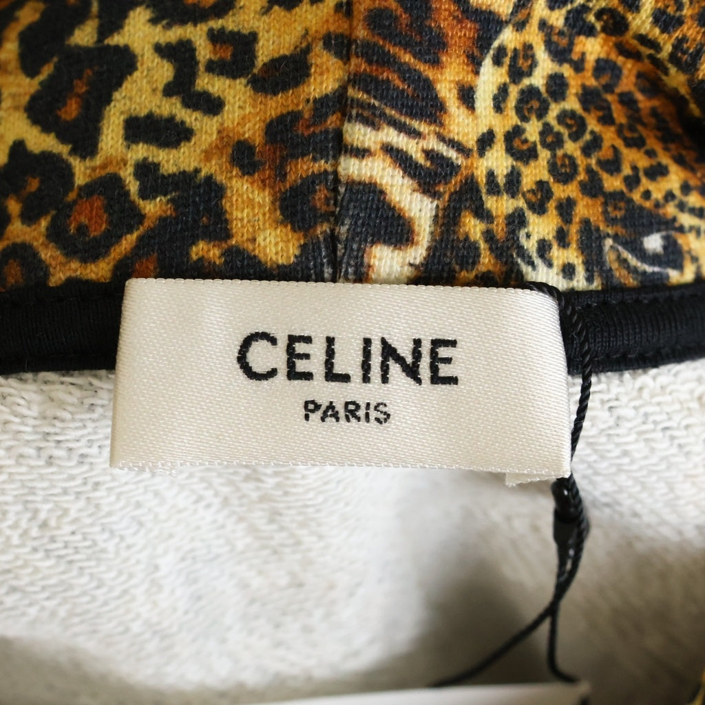 CELINE(セリーヌ) LEOPARD PULLOVER HOODIE 2Y965437S レオパード総柄 プルオーバーパーカー フーディー ブラウン