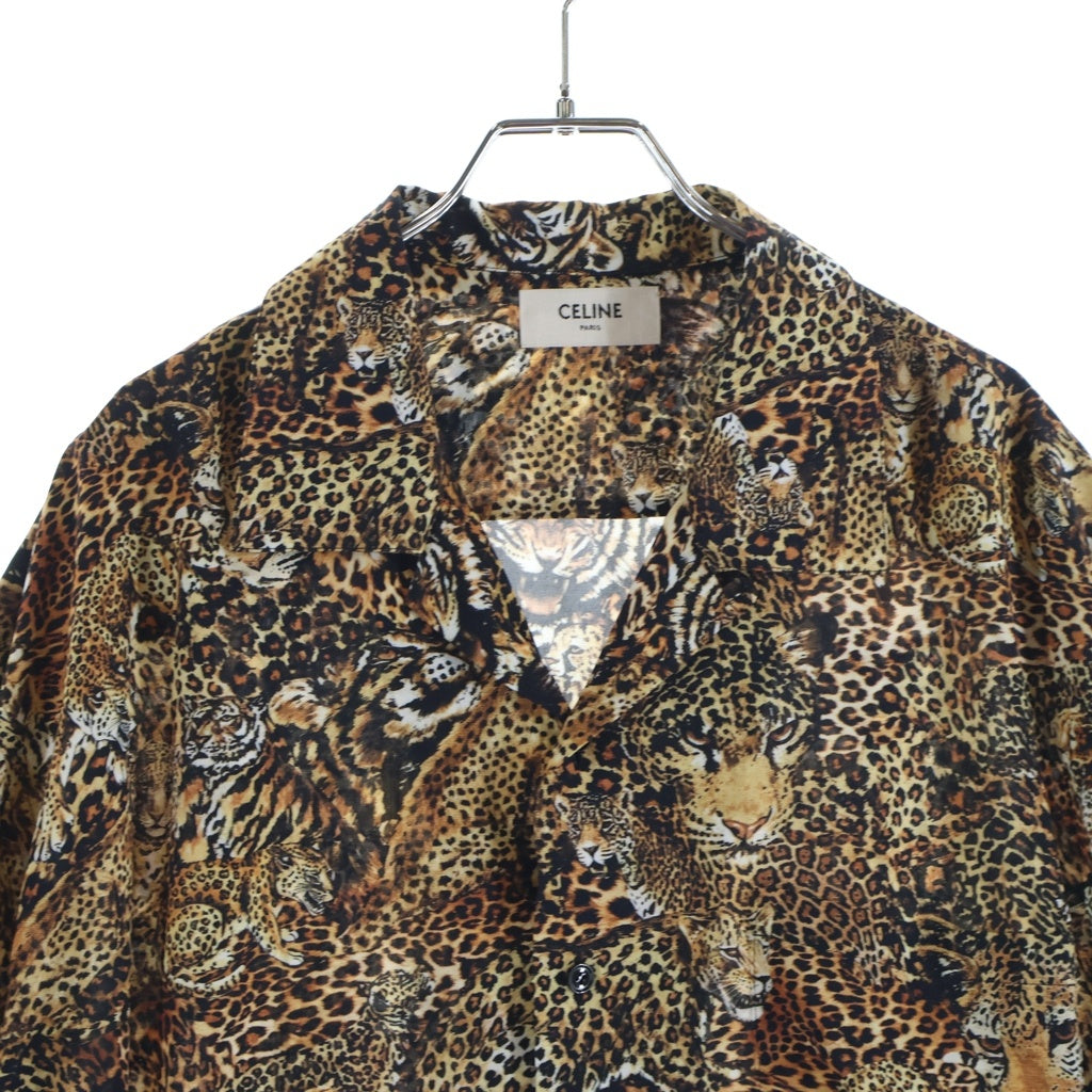 CELINE(セリーヌ) LEOPARD HAWAIIAN SS SHIRTS 2C517251S レオパード総柄 半袖開襟シャツ ブラウン