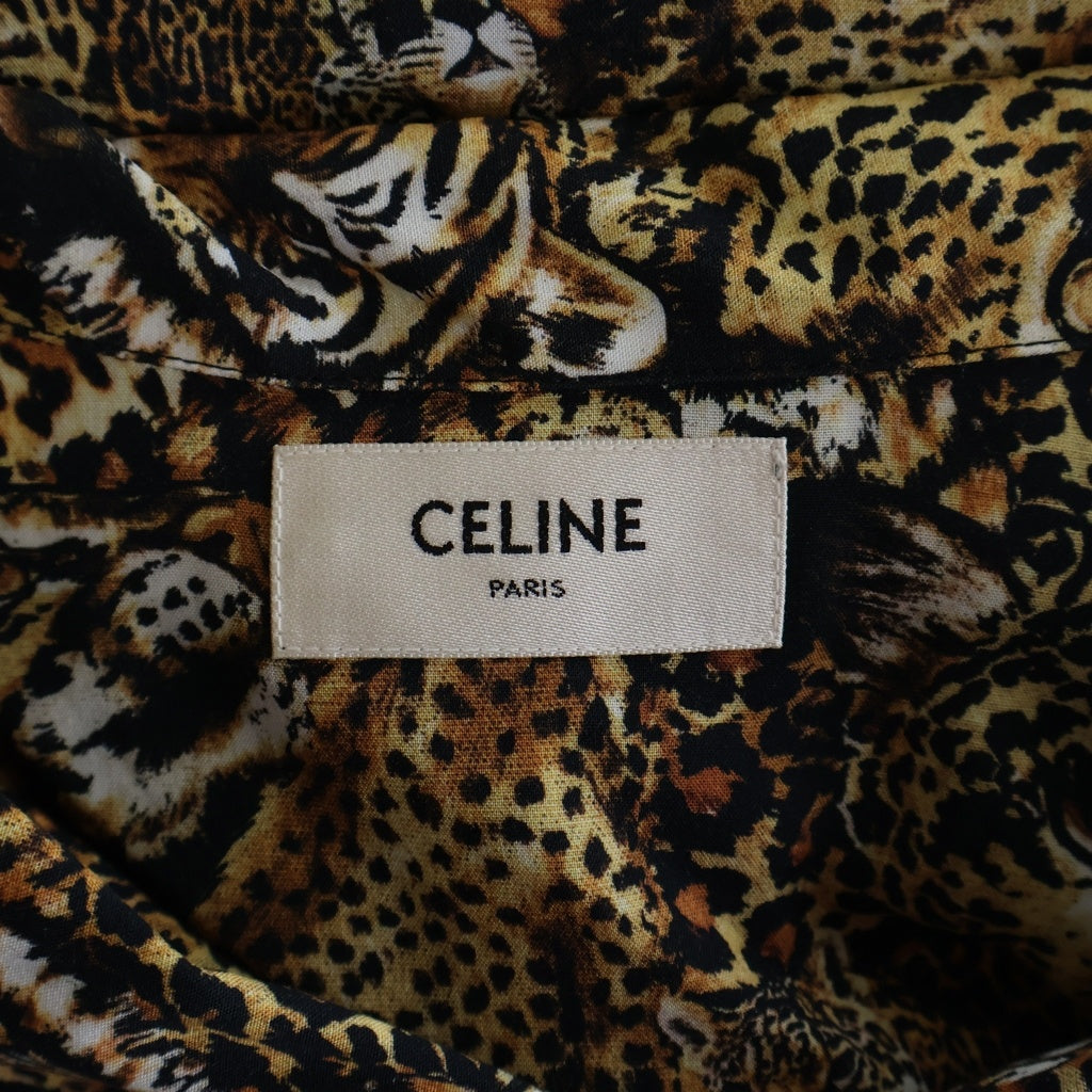 CELINE(セリーヌ) LEOPARD HAWAIIAN SS SHIRTS 2C517251S レオパード総柄 半袖開襟シャツ ブラウン