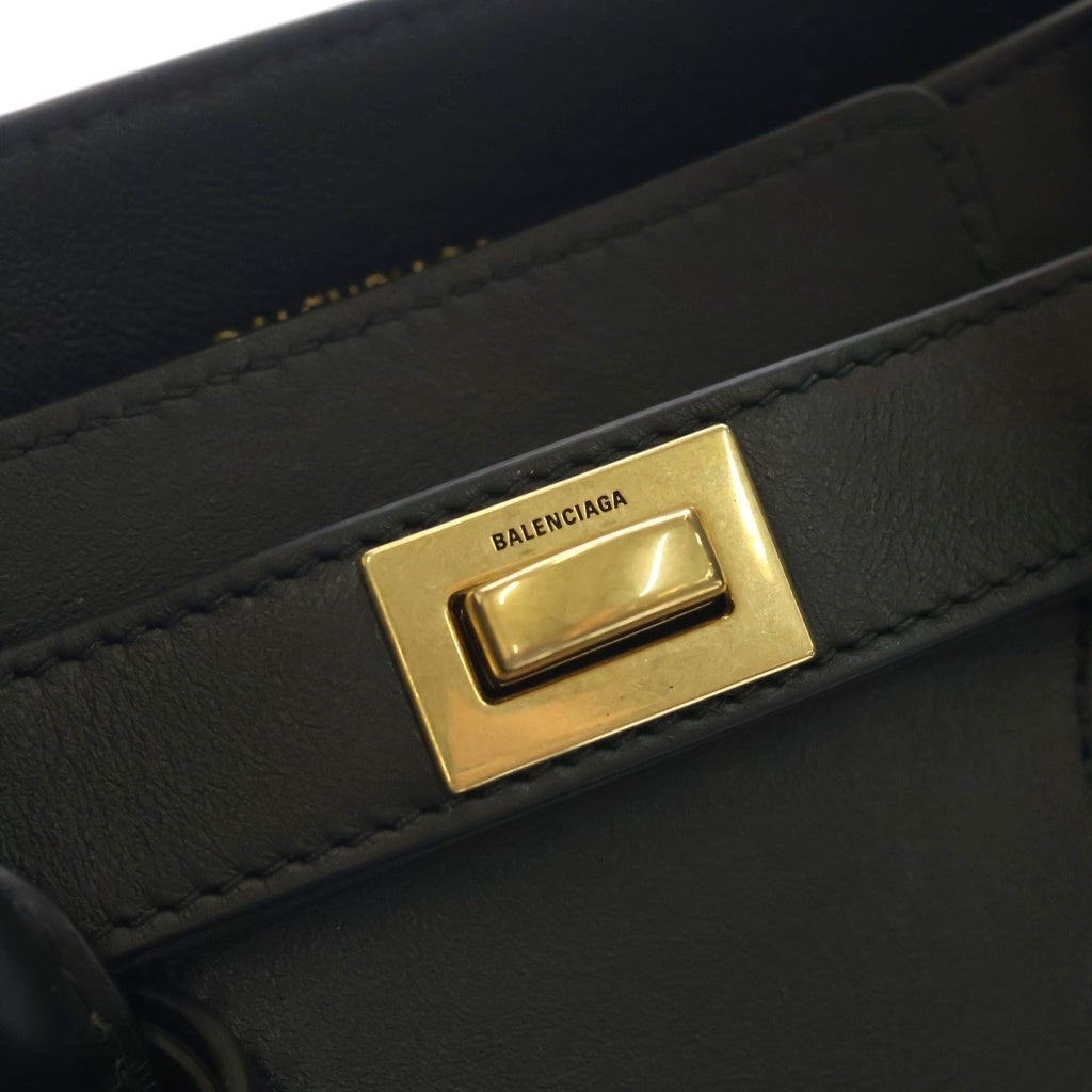 BALENCIAGA(バレンシアガ) BEL AIR キャリーオールバッグ ミディアム スムースレザー ブラック/ゴールド 805481 レディース