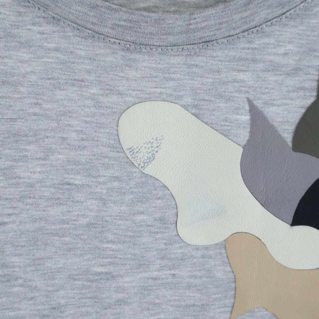 FENDI(フェンディ) Monster Eyes モンスター アイズ レザーパッチ 半袖Tシャツ カットソー グレー FY0626 44K