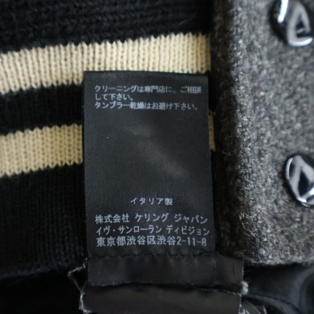SAINT LAURENT PARIS(サンローランパリ) 14AW Calf Hair Switching Teddy Jacket By Hedi Slimane エディ期 ハラコ切替テディジャケット ボタンダウンブルゾン 361790 Y968F グレー