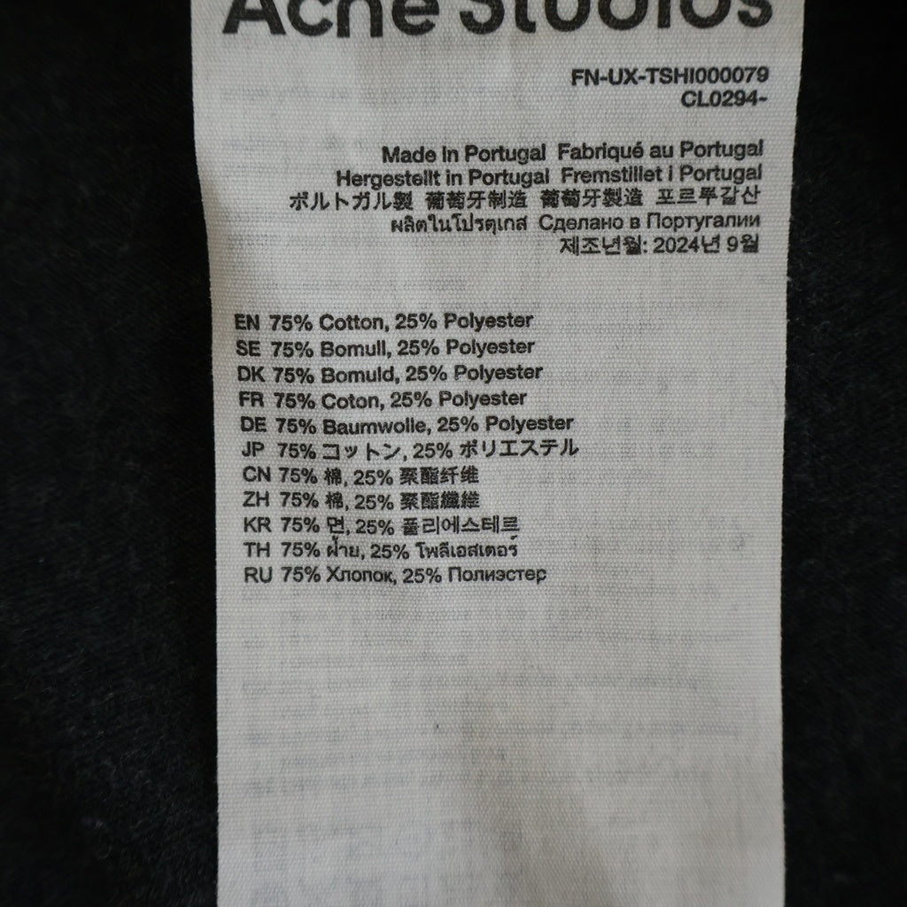 Acne Studios(アクネ ストゥディオズ) 24SS ダメージ加工 フロントロゴ半袖Tシャツ カットソー ブラック FN-UX-TSHI000079 CL0294
