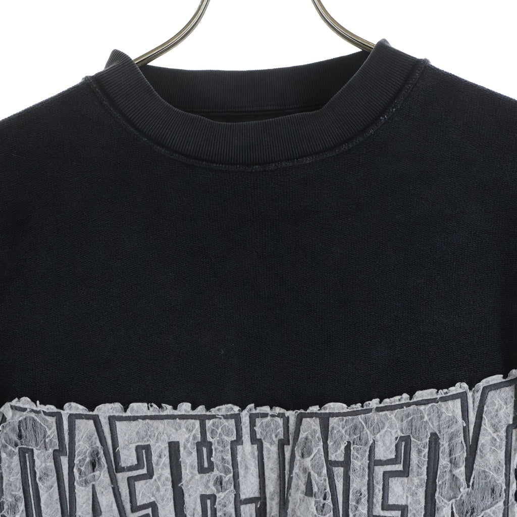 BALENCIAGA(バレンシアガ) 25SS Metalhead Inside Out Sweatshirts メタルヘッドインサイドアウトスウェットシャツ ロゴ刺繍クルーネックスウェットトレーナー 808422 TRVD8 ダークグレー