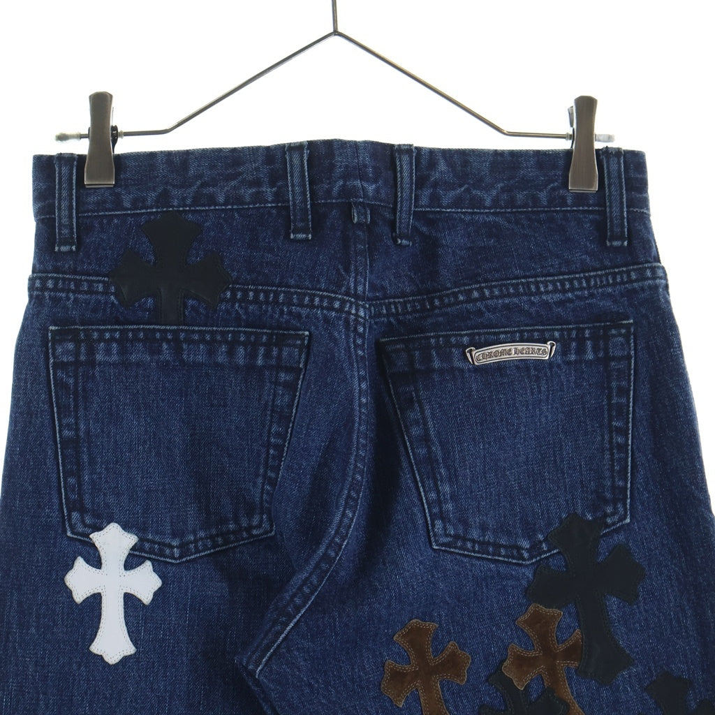 CHROME HEARTS(クロムハーツ) JEAN SL FLEURKNEE クロスパッチ付き フレアニーデニムパンツ インディゴ