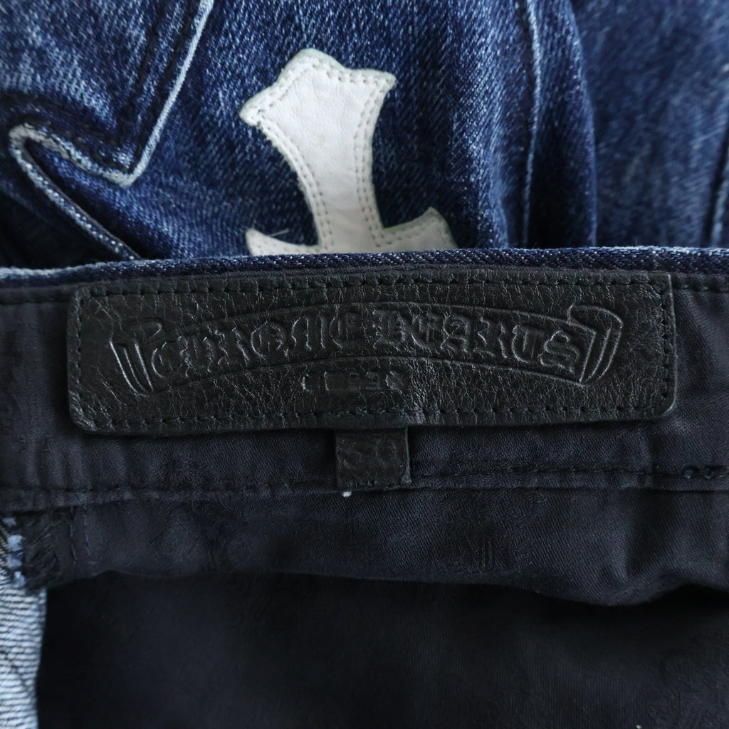 CHROME HEARTS(クロムハーツ) JEAN SL FLEURKNEE クロスパッチ付き フレアニーデニムパンツ インディゴ