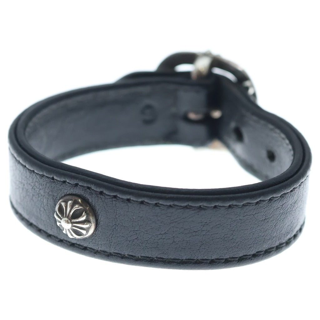 CHROME HEARTS(クロムハーツ) GUNSLINGER ガンスリンガー クロスボール レザーブレスレット ブラック/シルバー BCA146