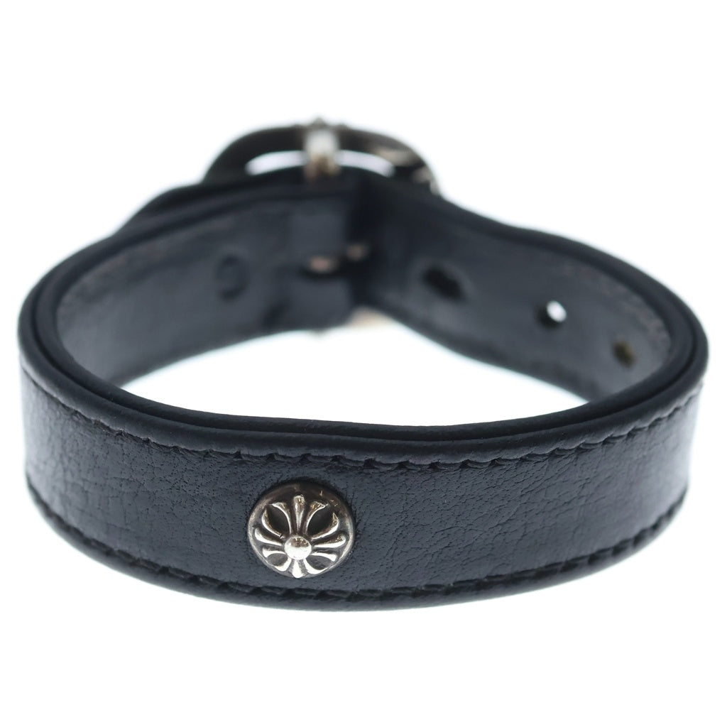 CHROME HEARTS(クロムハーツ) GUNSLINGER ガンスリンガー クロスボール レザーブレスレット ブラック/シルバー BCA146