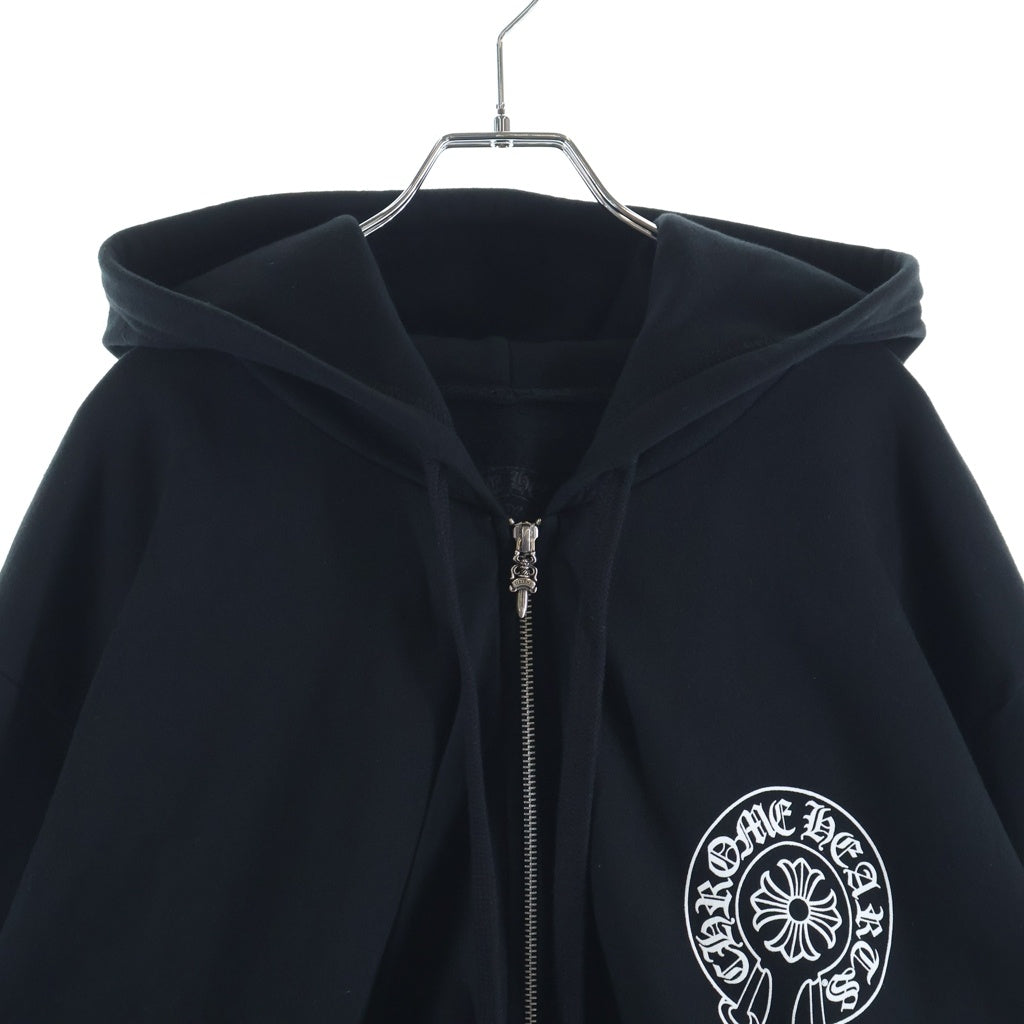 CHROME HEARTS(クロムハーツ) SWTSHRT HD ZIP LTD TOKYO 東京限定 ホースシュープリント ダガージップ ジップアップスウェットパーカー フーディー ブラック