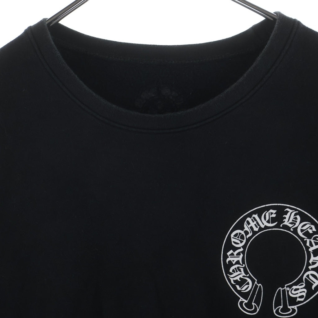 CHROME HEARTS(クロムハーツ) Horseshoe Arm Floral Cross L/S Sweatshirt ホースシュー アームフローラルクロス クルーネック スウェットトレーナー ブラック