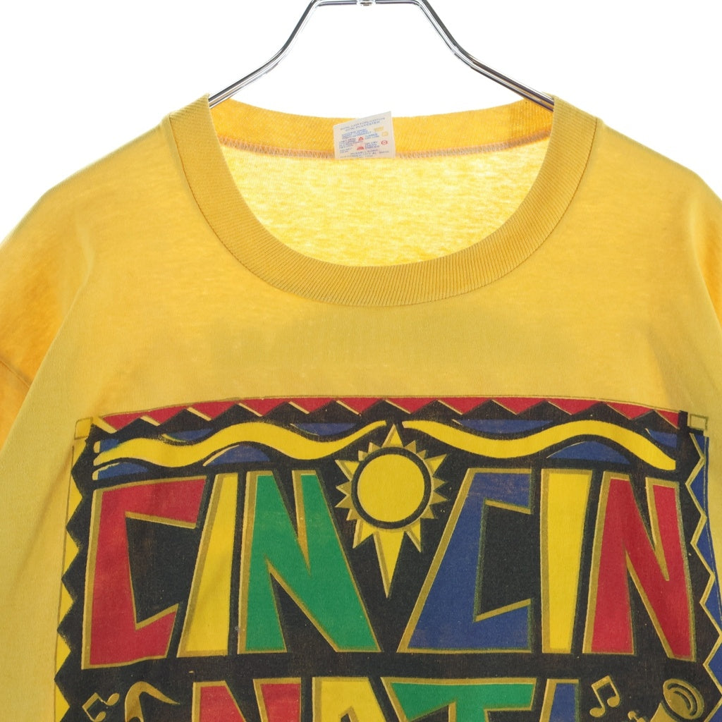 VINTAGE(ヴィンテージ) 90S Vintage CINCINNATI JAZZ ヴィンテージ シンシナティ・ジャズ プリント 半袖Tシャツ カットソー イエロー