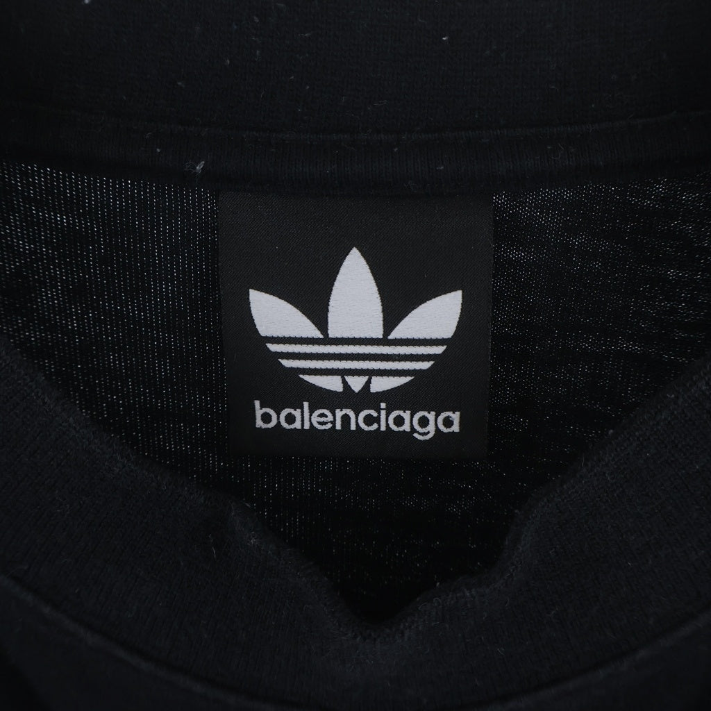 BALENCIAGA(バレンシアガ) ×ADIDAS S COTTON CREW NECK TEE アディダス コットン クルーネック半袖Tシャツ カットソー ブラック 739101 TNVA6