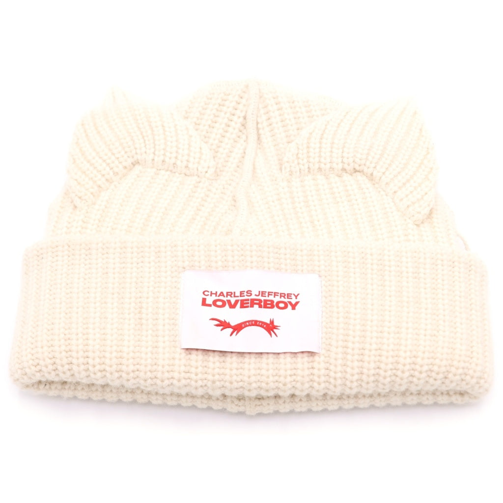 CHARLES JEFFREY LOVERBOY(チャールズジェフリーラバーボーイ) LOVERBOY CHUNKY EARS BEANIE チャンキー イアーズ ビーニー ニット帽 アイボリー レディース
