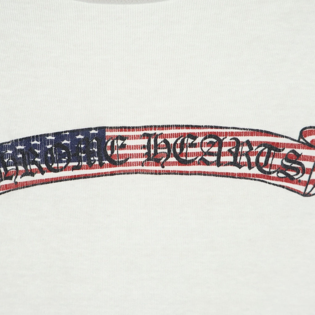 CHROME HEARTS(クロムハーツ) OLD US SCRL S/S TEE オールド星条旗スクロールロゴプリント 半袖Tシャツ レディース ホワイト