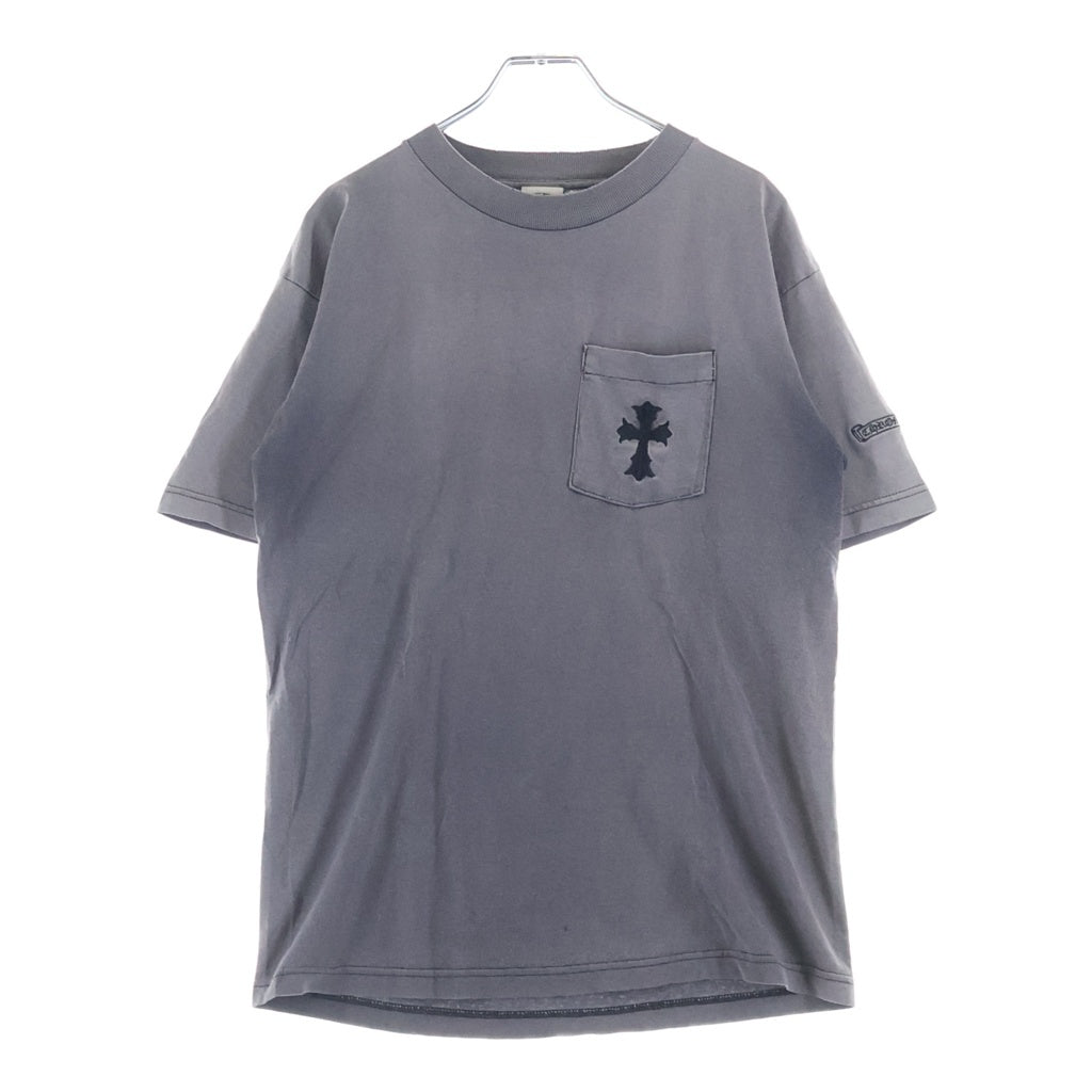 CHROME HEARTS(クロムハーツ) OLD DBL CH CRS S/S Tee オールド ダブルCHクロス刺繍 胸ポケット クルーネック半袖Tシャツカットソー ブラック