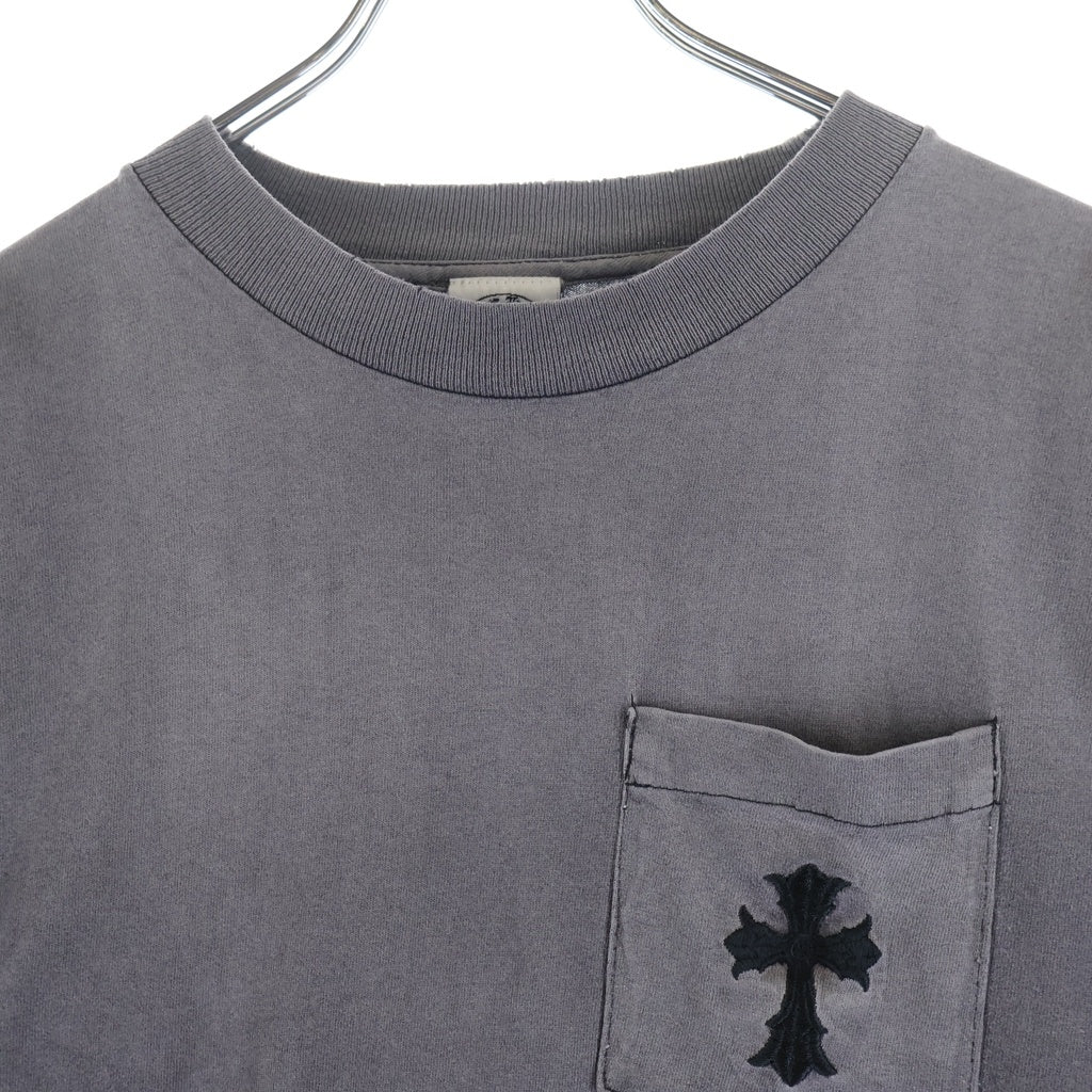 CHROME HEARTS(クロムハーツ) OLD DBL CH CRS S/S Tee オールド ダブルCHクロス刺繍 胸ポケット クルーネック半袖Tシャツカットソー ブラック