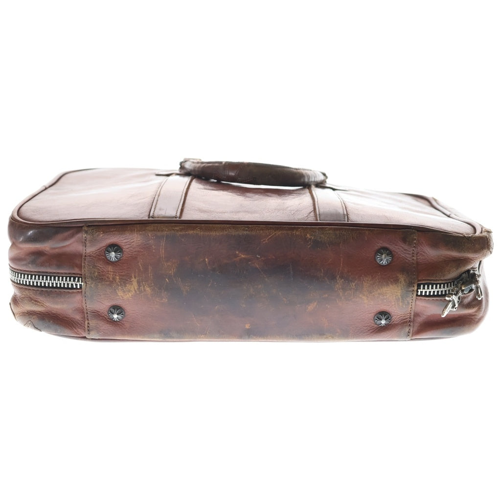 CHROME HEARTS(クロムハーツ) LEATHER BRIEFCASE レザーブリーフケース ダガージップレザーバッグ ブラウン
