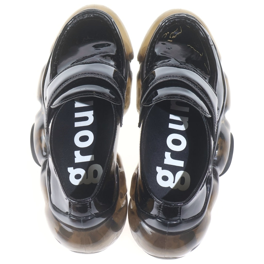 grounds(グラウンズ) Moopie Loafer ムーピーローファー パテントレザープラットフォームローファー ブラック レディース