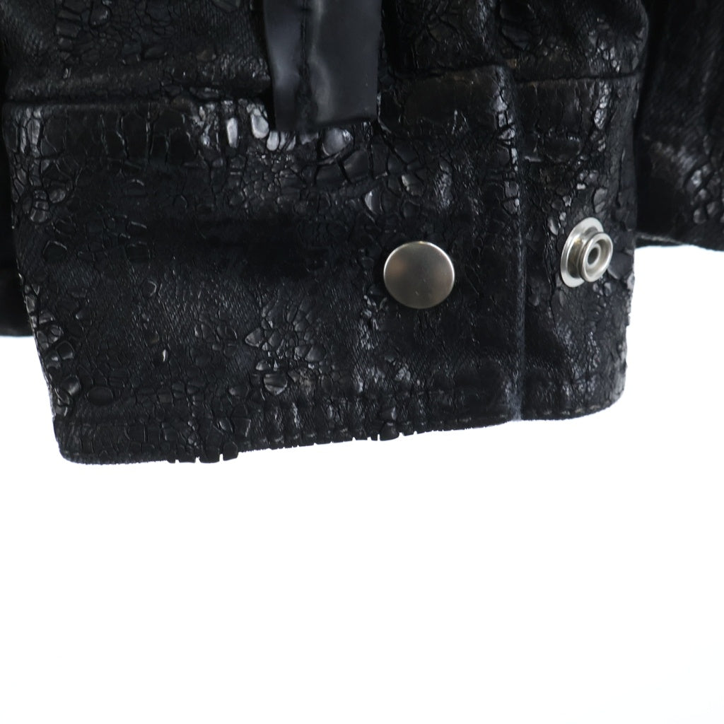 Rick Owens(リックオウエンス) 24AW PORTERVILLE Tour Hoodie ポーターヴィル期 ツアーフーディー クラックワックスコーティングフーデットジャケット RR02D6713-BMTWTY ブラック
