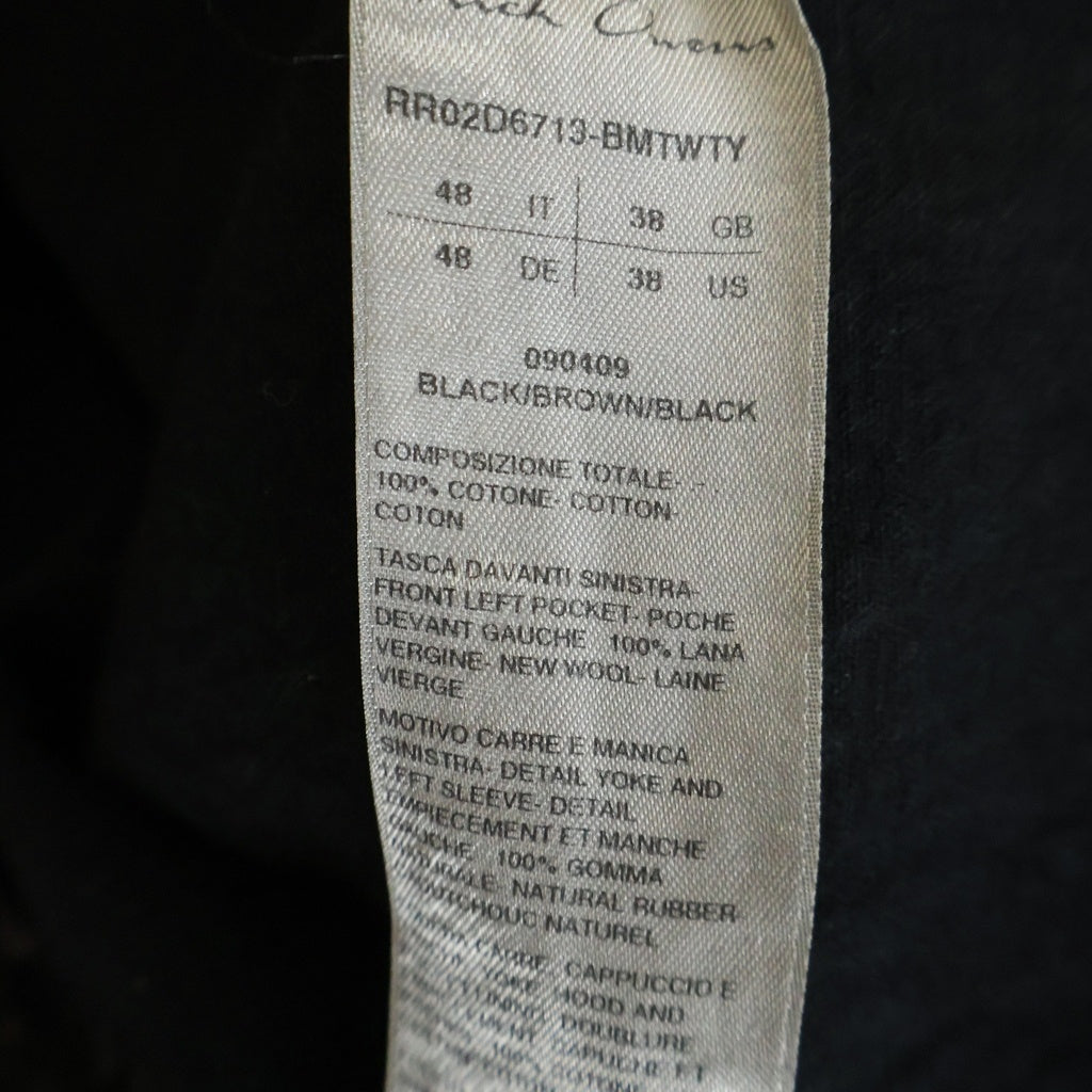 Rick Owens(リックオウエンス) 24AW PORTERVILLE Tour Hoodie ポーターヴィル期 ツアーフーディー クラックワックスコーティングフーデットジャケット RR02D6713-BMTWTY ブラック