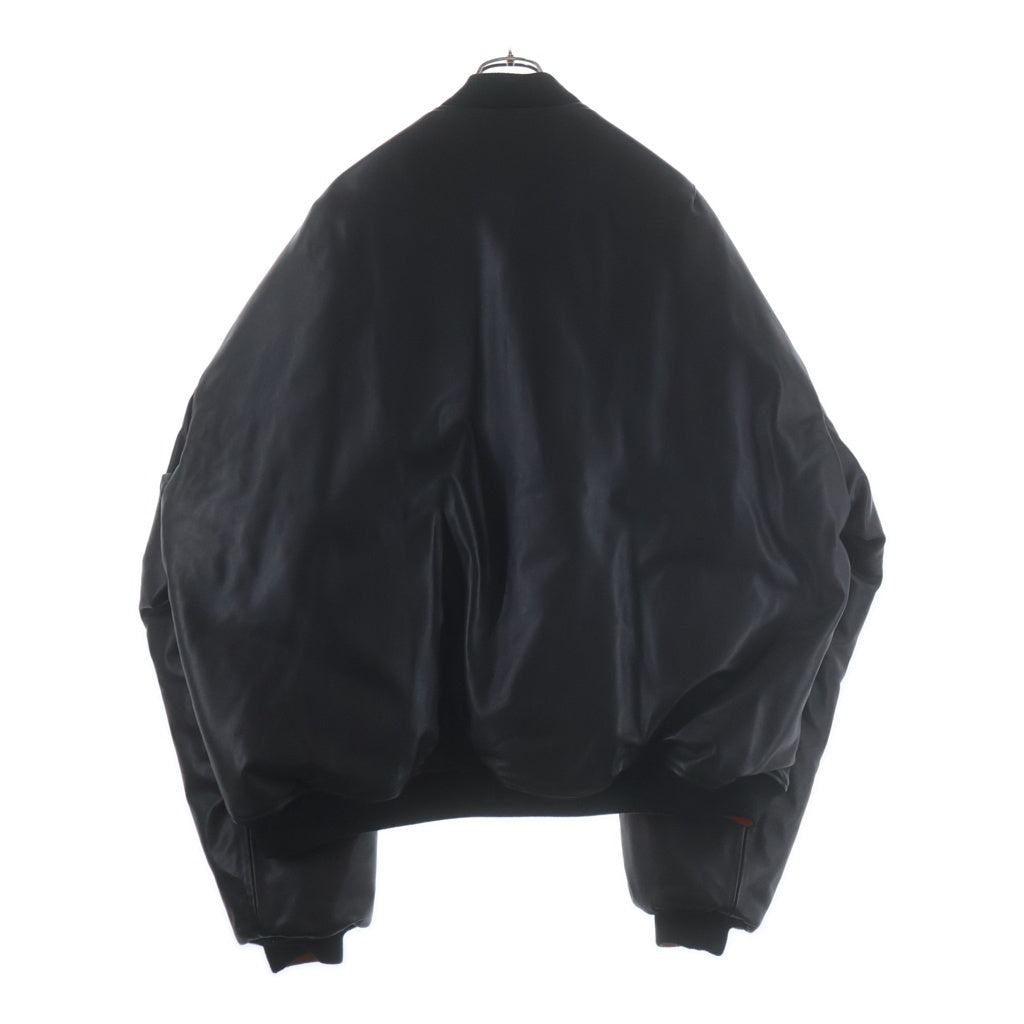 VETEMENTS(ヴェトモン) Leather Bomber Jacket レザーボンバージャケット カーフレザーオーバーサイズジップアップMA-1 UA66JA200B ブラック