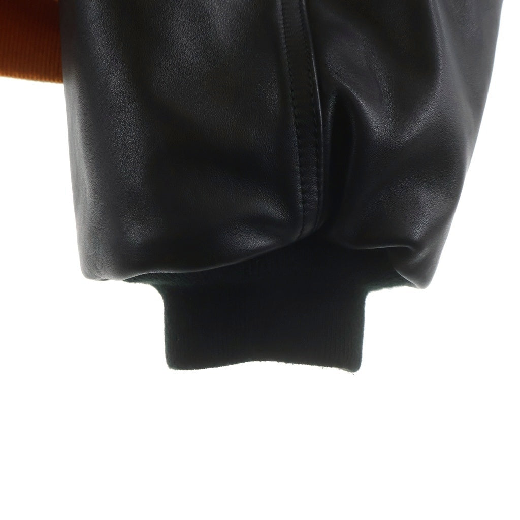 VETEMENTS(ヴェトモン) Leather Bomber Jacket レザーボンバージャケット カーフレザーオーバーサイズジップアップMA-1 UA66JA200B ブラック