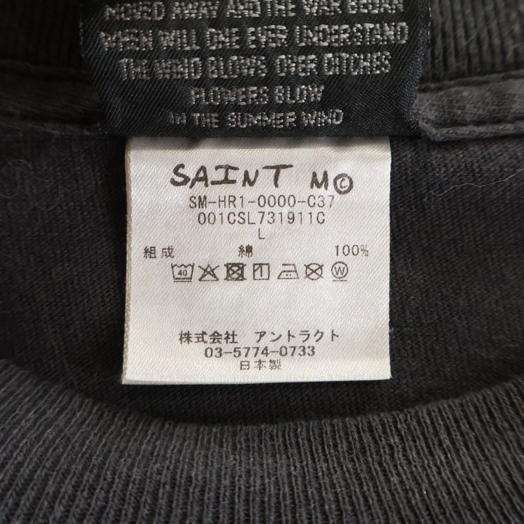 SAINT MICHAEL(セントマイケル) 25AW ×BAPE SS TEE SAINT BAPE アベイシングエイプ プリントロゴ 半袖Tシャツ カットソー ブラック SM-HR1-0000-C37