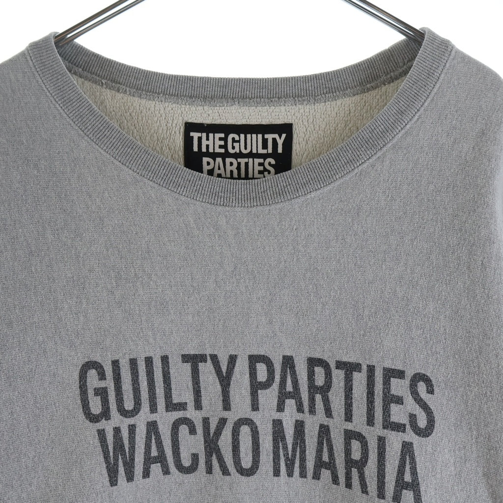 WACKO MARIA(ワコマリア) MIDDLE WEIGHT SWEAT SHIRT ミドルウェイト ロゴプリント クルーネックスウェットトレーナー グレー