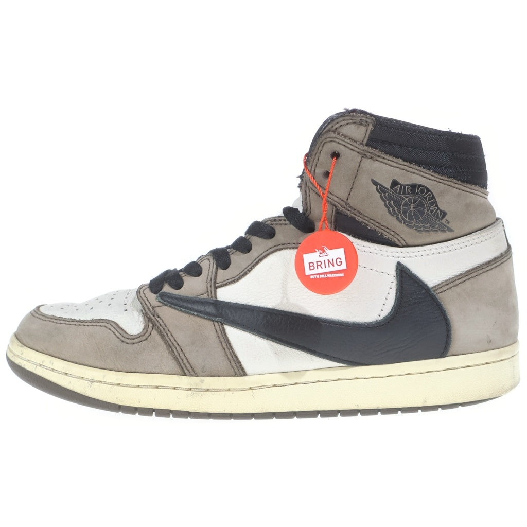 NIKE(ナイキ) ×TRAVIS SCOTT AIR JORDAN 1 HIGH OG TS SP トラヴィススコット エアジョーダン1 ハイカットスニーカー ブラウン/ホワイト US8/26.0cm CD4487-100