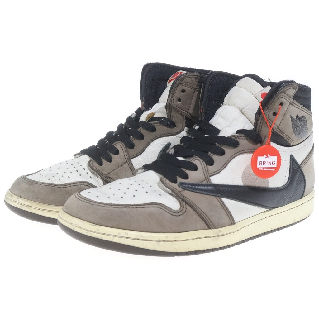 NIKE(ナイキ) ×TRAVIS SCOTT AIR JORDAN 1 HIGH OG TS SP トラヴィススコット エアジョーダン1 ハイカットスニーカー ブラウン/ホワイト US8/26.0cm CD4487-100