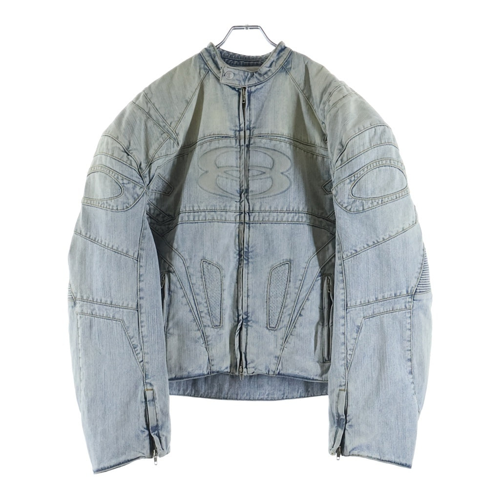 BALENCIAGA(バレンシアガ) Racer Jacket レーシング ロゴデザイン ジップアップ デニムジャケット インディゴ 790482 TNW65