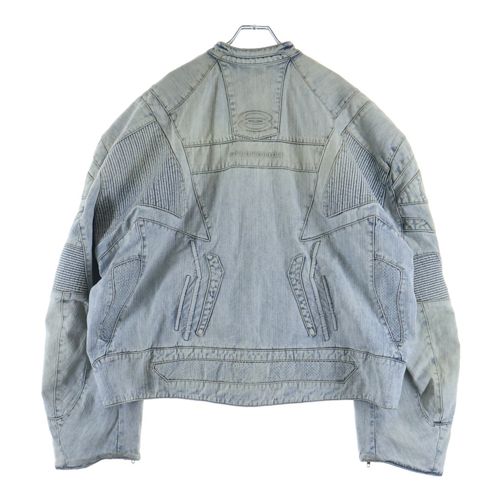 BALENCIAGA(バレンシアガ) Racer Jacket レーシング ロゴデザイン ジップアップ デニムジャケット インディゴ 790482 TNW65