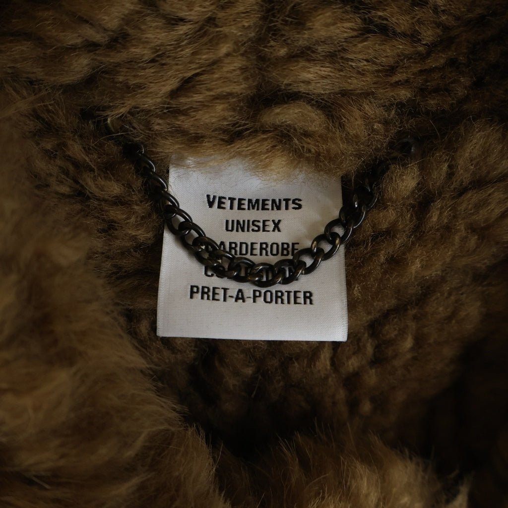VETEMENTS(ヴェトモン) Shearling-Trim Jacket ボア ジップアップ レザー ジャケット ブラウン UH76SJ500C