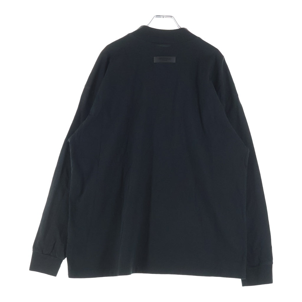 FEAR OF GOD ESSENTIALS(フィアオブゴッド エッセンシャルズ) Felt Logo Mockneck L/S T-Shirts フェルトロゴモックネックロングスリーブTシャツ モックネック長袖Tシャツ ブラック