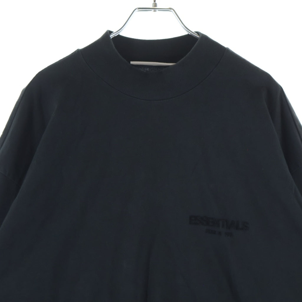 FEAR OF GOD ESSENTIALS(フィアオブゴッド エッセンシャルズ) Felt Logo Mockneck L/S T-Shirts フェルトロゴモックネックロングスリーブTシャツ モックネック長袖Tシャツ ブラック