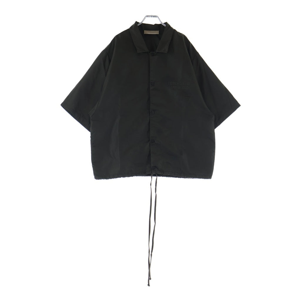 FEAR OF GOD ESSENTIALS(フィアオブゴッド エッセンシャルズ) 1977 Felt Logo Nylon S/S Shirts フェルトロゴナイロンショートスリーブシャツ ボタンダウン半袖シャツ カーキ