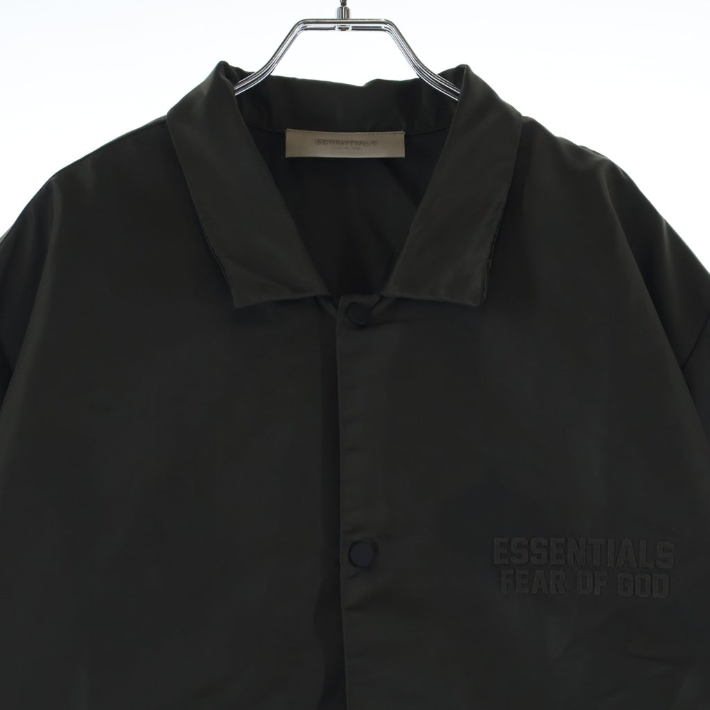 FEAR OF GOD ESSENTIALS(フィアオブゴッド エッセンシャルズ) 1977 Felt Logo Nylon S/S Shirts フェルトロゴナイロンショートスリーブシャツ ボタンダウン半袖シャツ カーキ