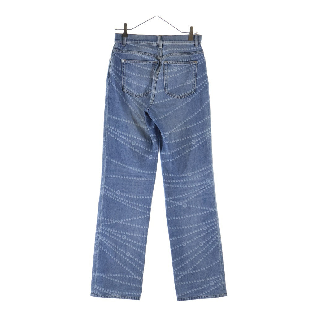 CHANEL(シャネル) 25SS COCO Mark Pearl Print Wide Leg Denim ココマークパールプリントワイドレグデニム プリント総柄ジップフライデニムロングパンツ レディース P79059V71258