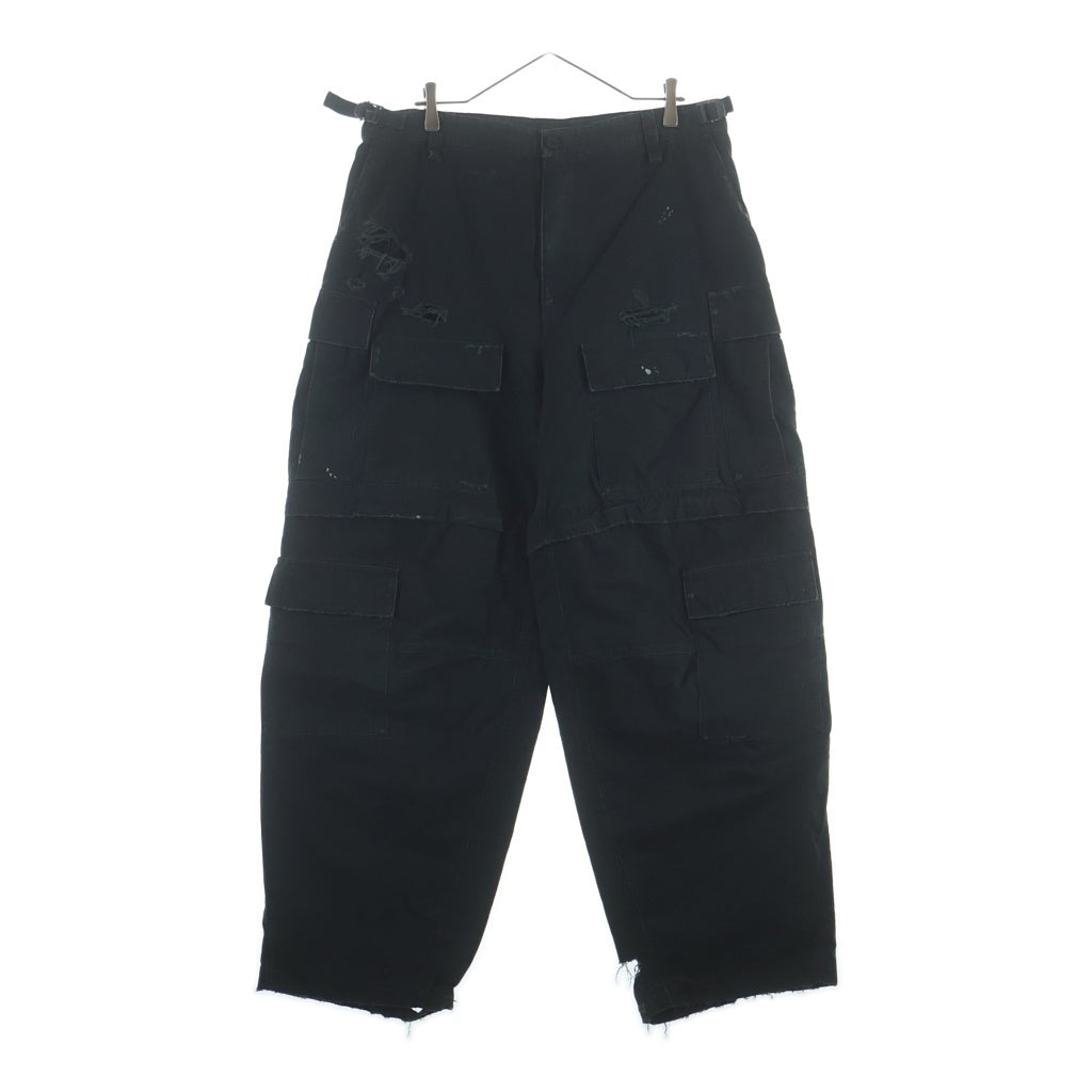 BALENCIAGA(バレンシアガ) Large Cargo Pants クラッシュ マルチカーゴ ロングパンツ 746493 TQP14 ブラック