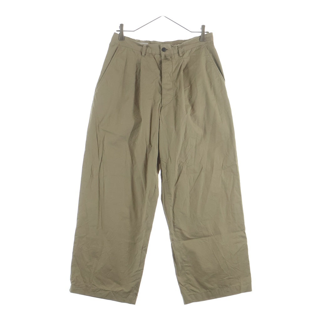 DRIES VAN NOTEN(ドリスヴァンノッテン) Cotton Wide Trousers コットンワイドトラウザーズ ライカ期 ワンタックワイドロングパンツ ベージュ