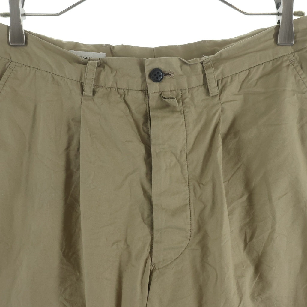 DRIES VAN NOTEN(ドリスヴァンノッテン) Cotton Wide Trousers コットンワイドトラウザーズ ライカ期 ワンタックワイドロングパンツ ベージュ