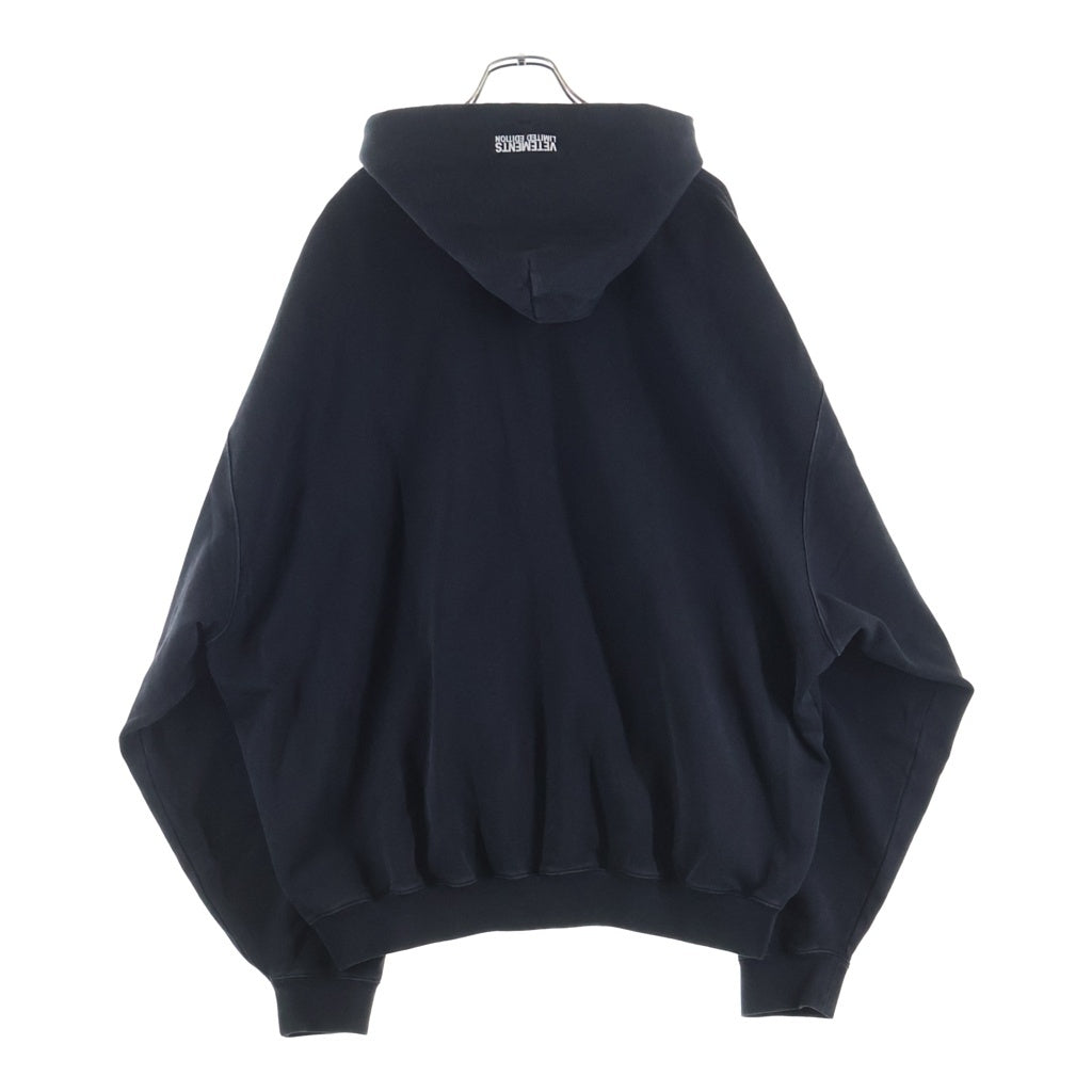 VETEMENTS(ヴェトモン) ICONIC LOGO ZIP-UP HOODIE ロゴプリント ジップアップ パーカー ブラック