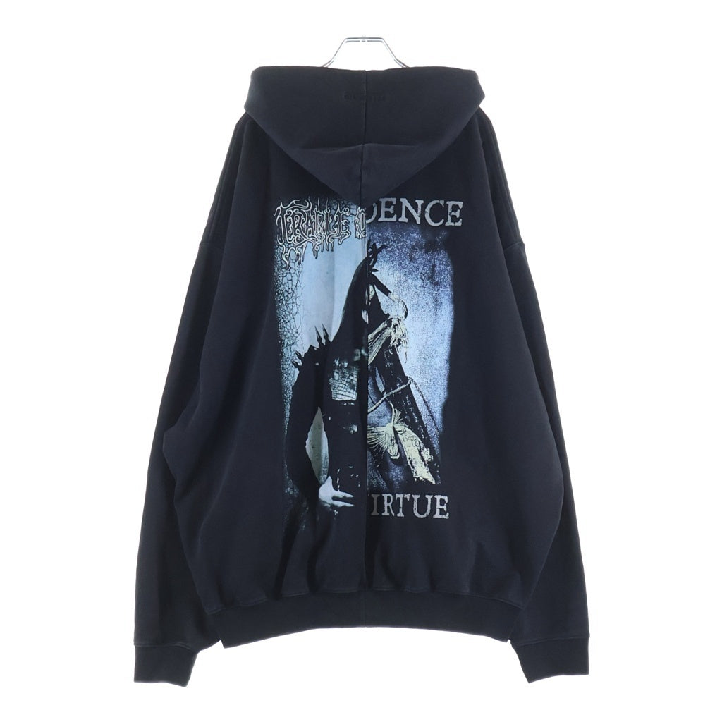 VETEMENTS(ヴェトモン) 25AW ×Cradle of Filth Oversized Zip-Up Hoodie クレイドルオブフィルス グラフィックプリント ジップアップ パーカー ブラック