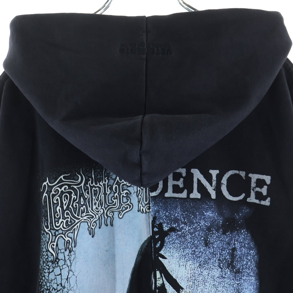 VETEMENTS(ヴェトモン) 25AW ×Cradle of Filth Oversized Zip-Up Hoodie クレイドルオブフィルス グラフィックプリント ジップアップ パーカー ブラック