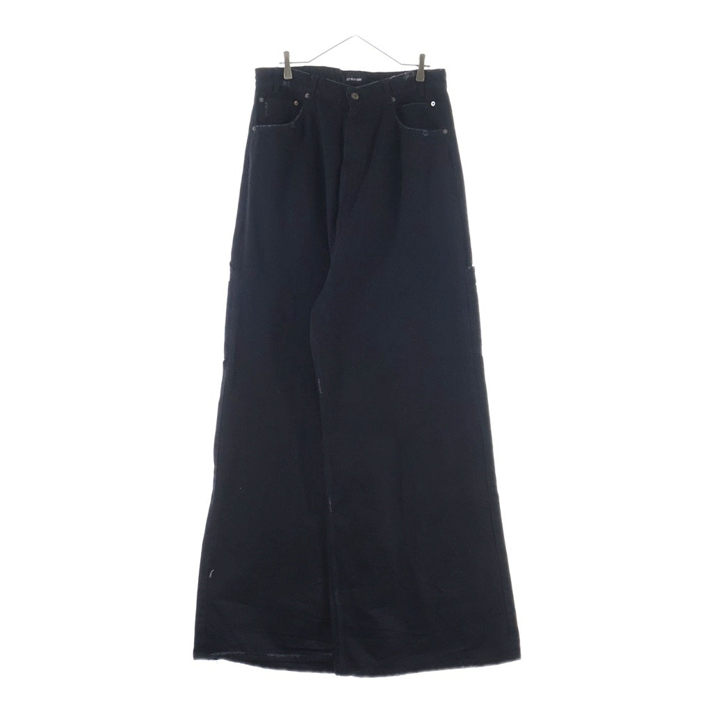 NO BRAND(ノーブランド) DET BLEV SENT デット ブレイブ セント ダメージ加工 ワイド デニムパンツ ブラック DBS-40035-11
