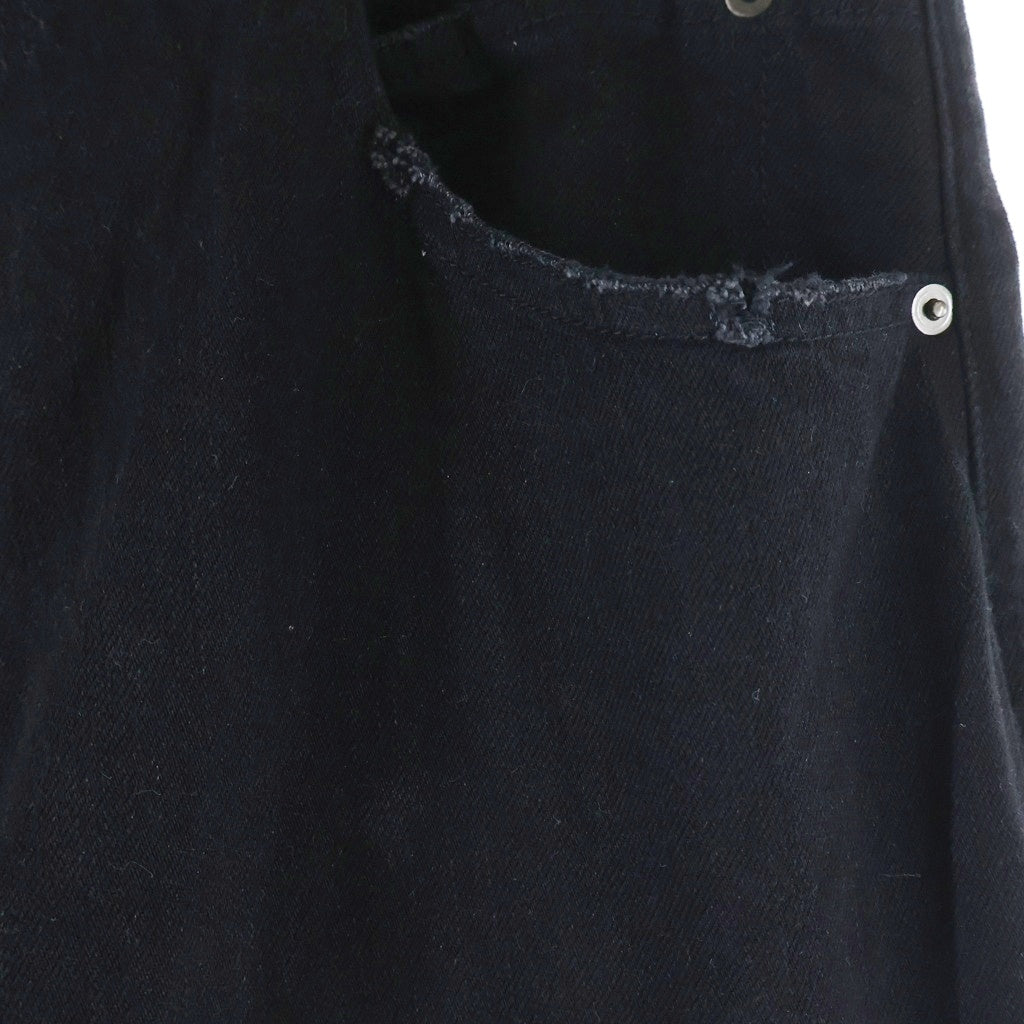 NO BRAND(ノーブランド) DET BLEV SENT デット ブレイブ セント ダメージ加工 ワイド デニムパンツ ブラック DBS-40035-11