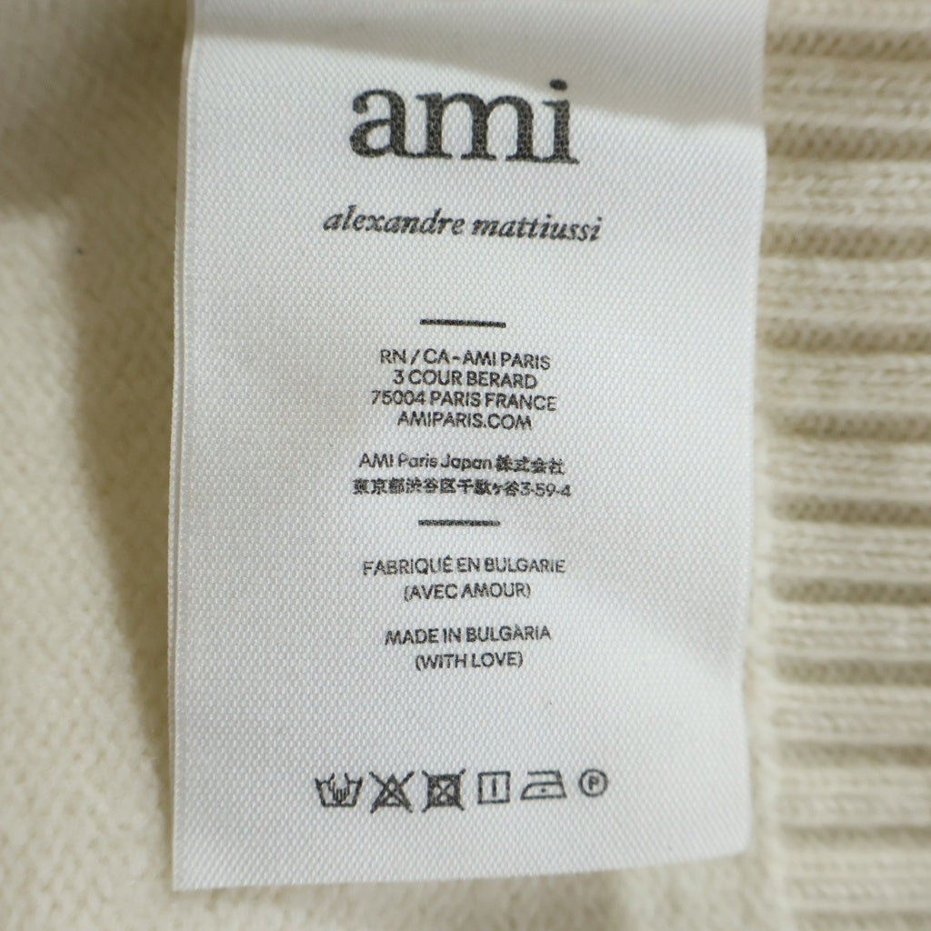ami(アミ) ADC CREWNECK SWEATER ウール ロゴデザイン クルーネック ニット セーター ホワイト UKS002.018
