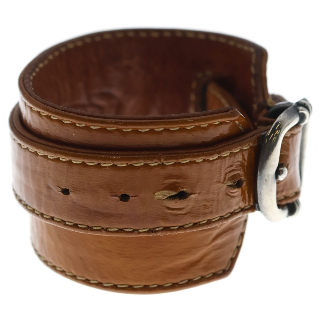 CHROME HEARTS(クロムハーツ) R&R TINY BUCKLE ガンスリンガー タイニーバックル レザーブレスレット チョーカー ブラウン/シルバー